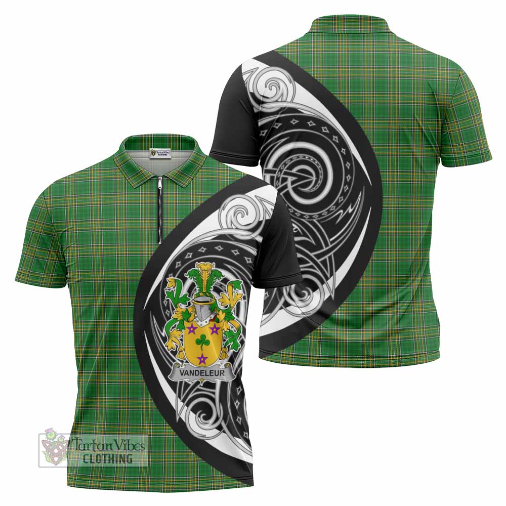 Tartan Vibes Clothing Vandeleur Irish Clan Zipper Polo Shirt Celtic Circle Style
