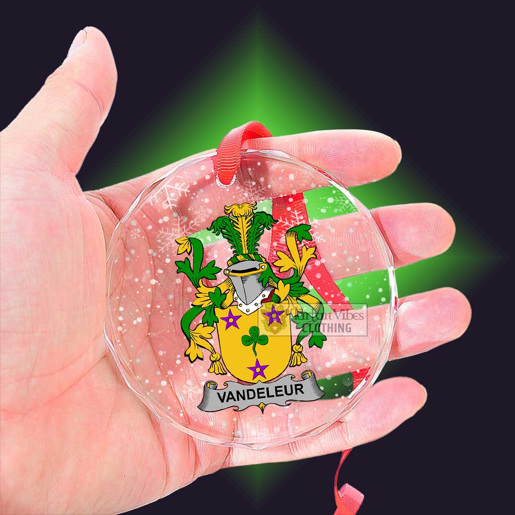 Tartan Vibes Clothing Vandeleur Irish Clan Christmas Glass Ornament with Coat of Arms
