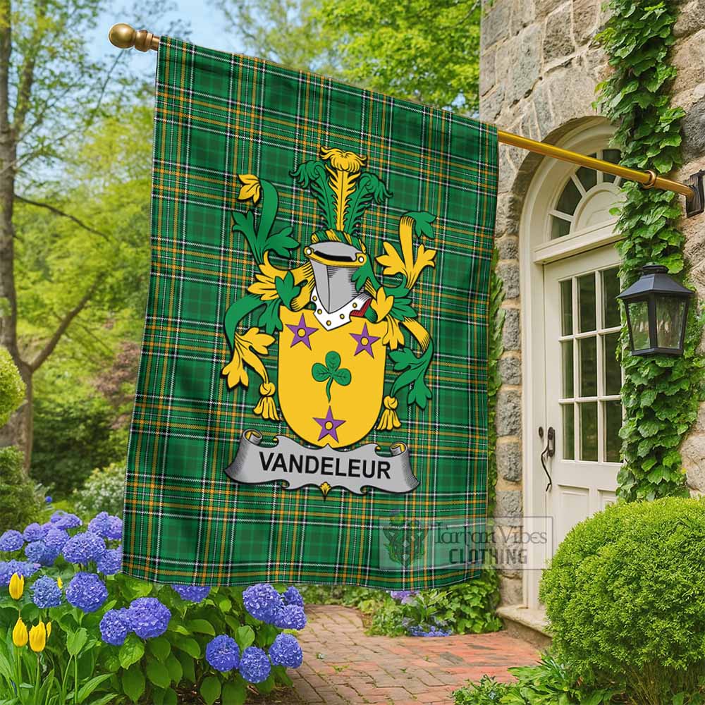 Vandeleur Irish Clan Tartan Flag with Coat of Arms
