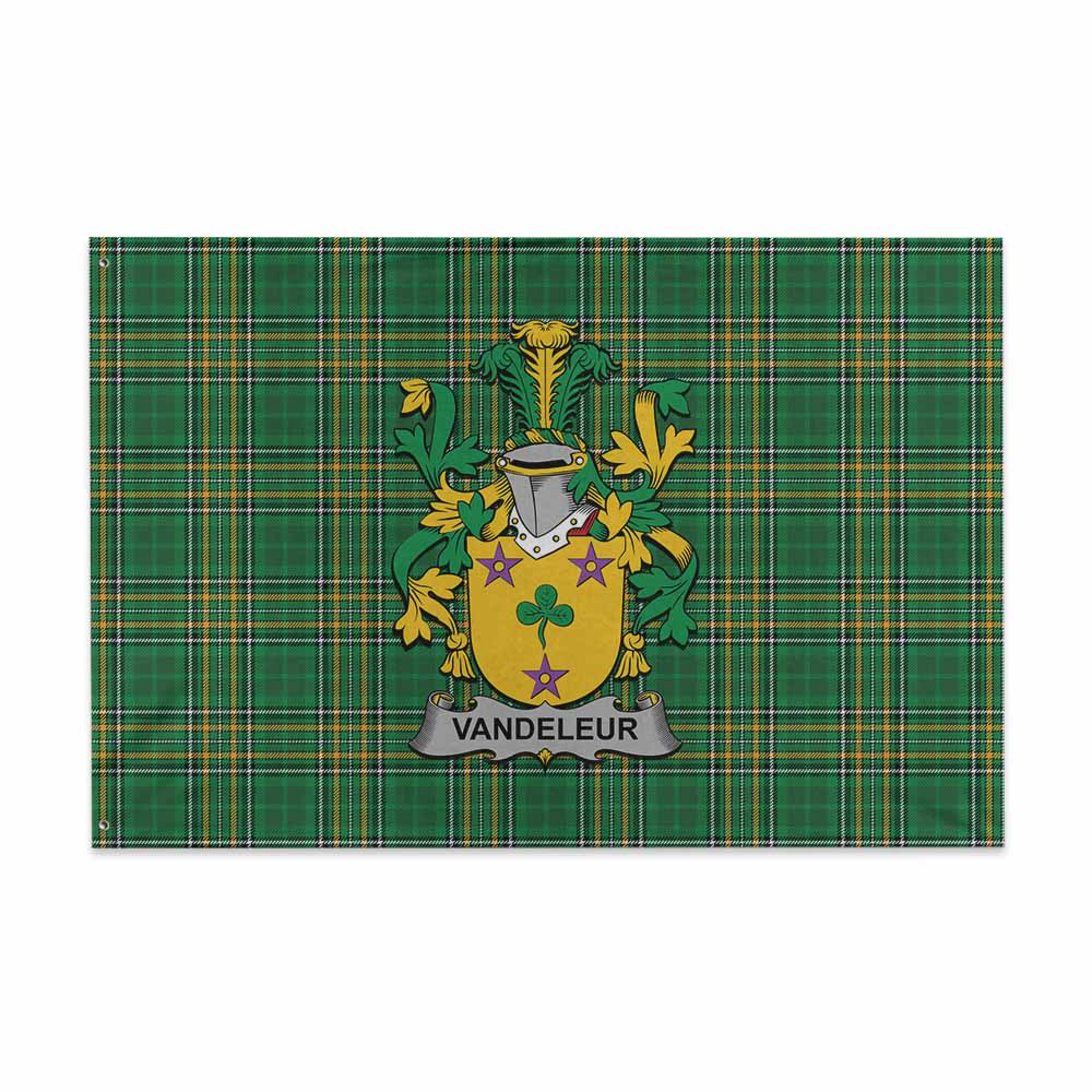Tartan Vibes Clothing Vandeleur Irish Clan Tartan House Flag with Coat of Arms