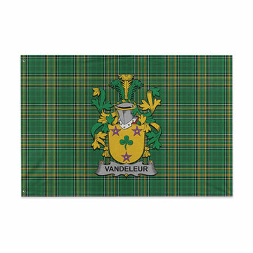 Vandeleur Irish Clan Tartan House Flag with Coat of Arms