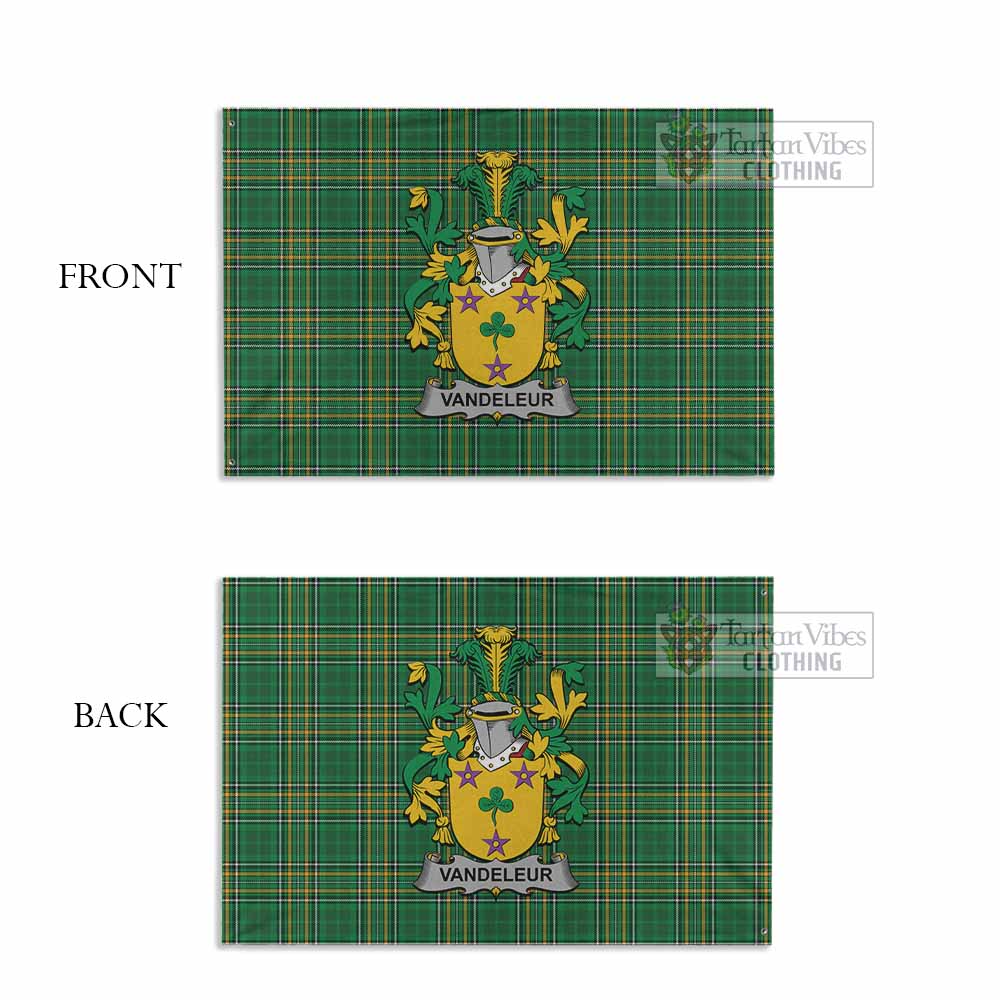 Tartan Vibes Clothing Vandeleur Irish Clan Tartan House Flag with Coat of Arms