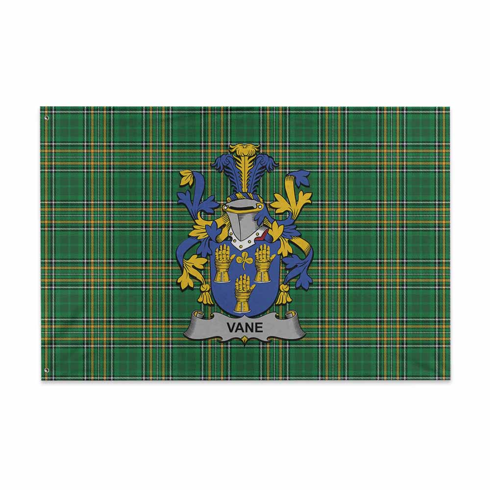 Tartan Vibes Clothing Vane Irish Clan Tartan House Flag with Coat of Arms