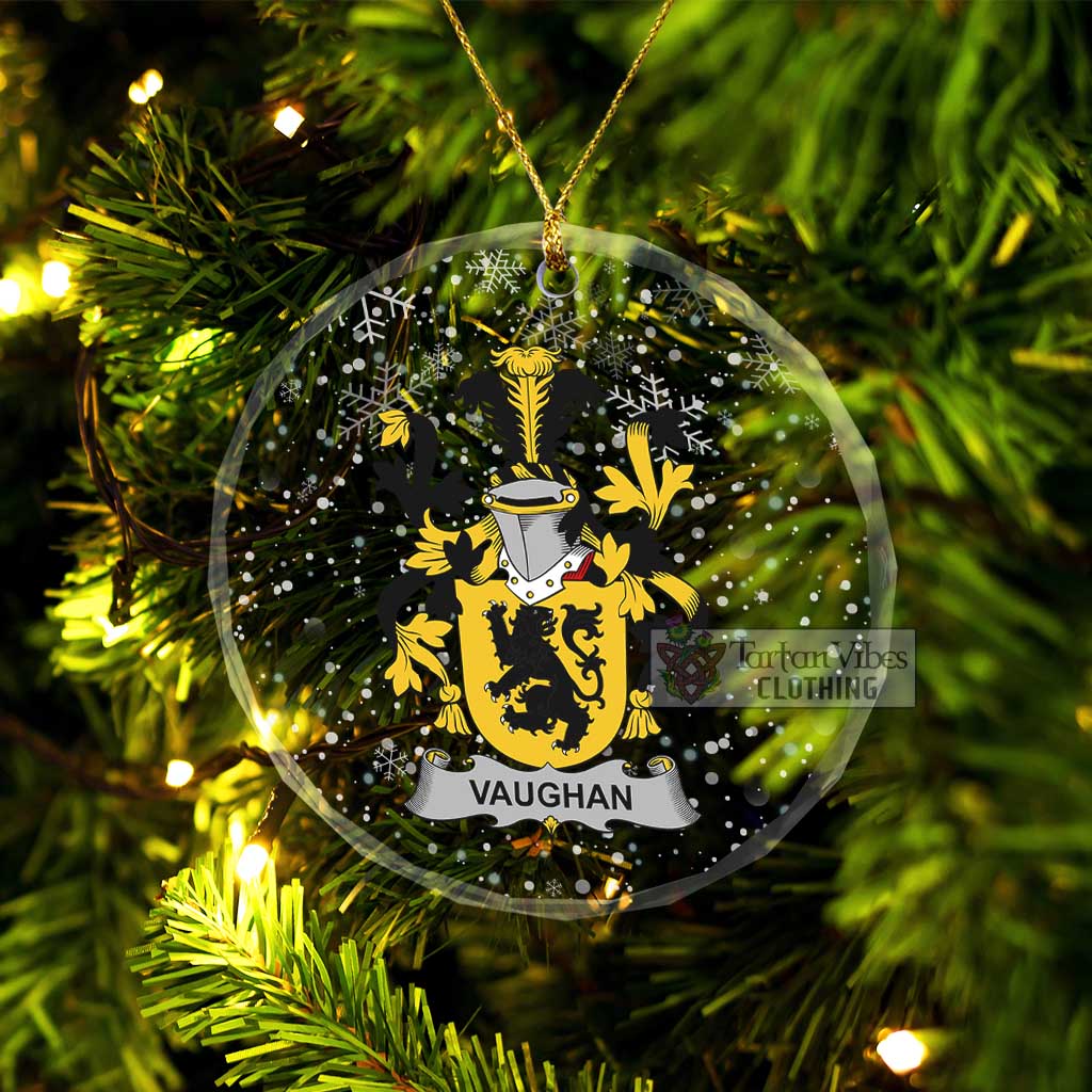 Vaughan Irish Clan Christmas Glass Ornament with Coat of Arms Transparent Glass Circle - 2D-tartanvibesclothing