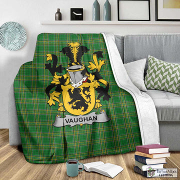 Tartan Vibes Clothing Vaughan Irish Clan Tartan Blanket with Coat of Arms