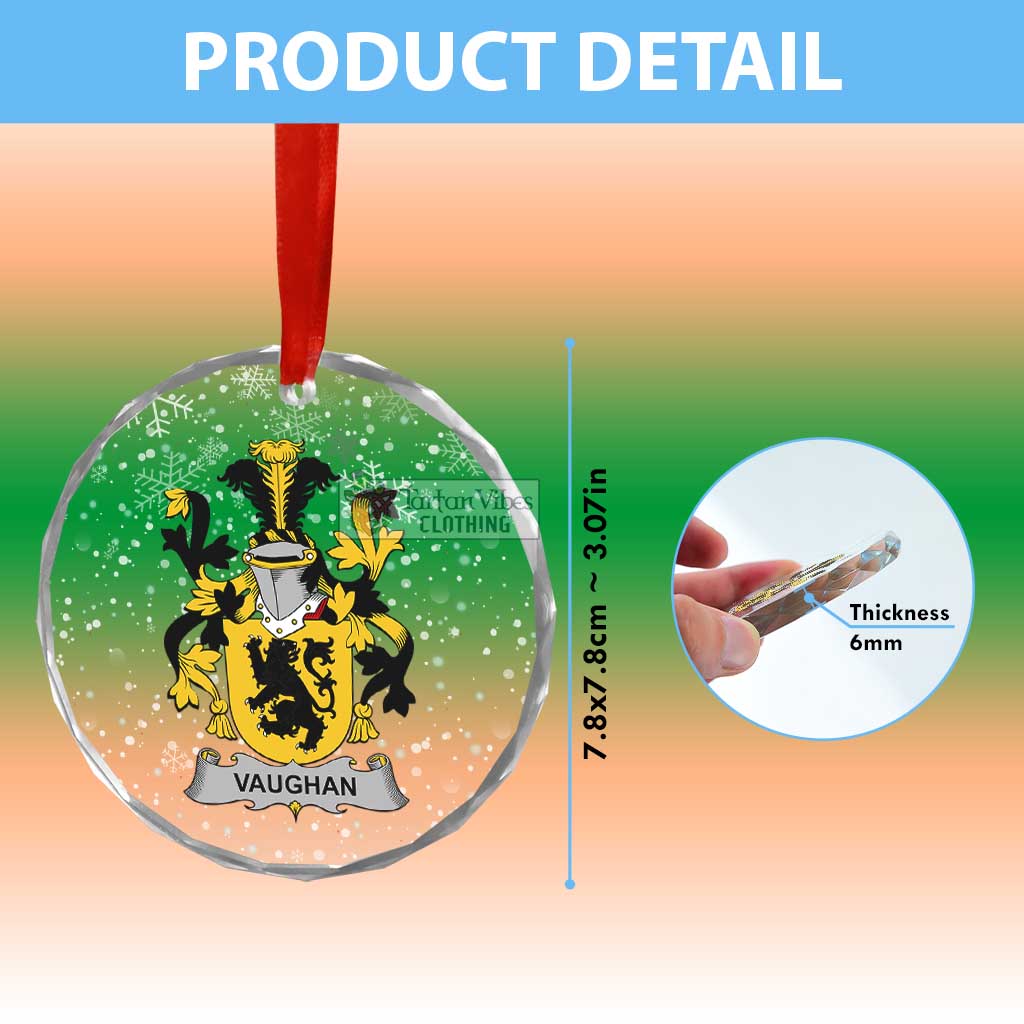 Vaughan Irish Clan Christmas Glass Ornament with Coat of Arms - 2D-tartanvibesclothing