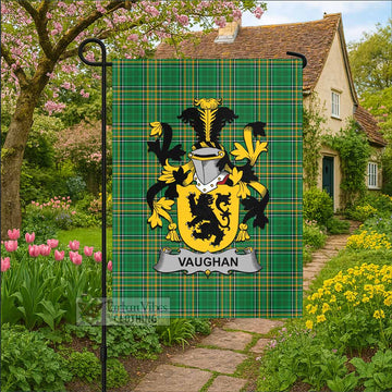 Vaughan Irish Clan Tartan Flag with Coat of Arms
