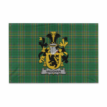 Tartan Vibes Clothing Vaughan Irish Clan Tartan House Flag with Coat of Arms