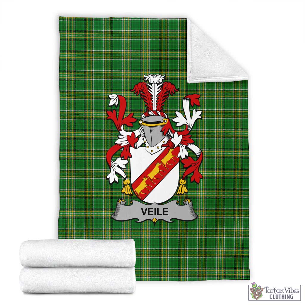 Tartan Vibes Clothing Veile or Veale Irish Clan Tartan Blanket with Coat of Arms