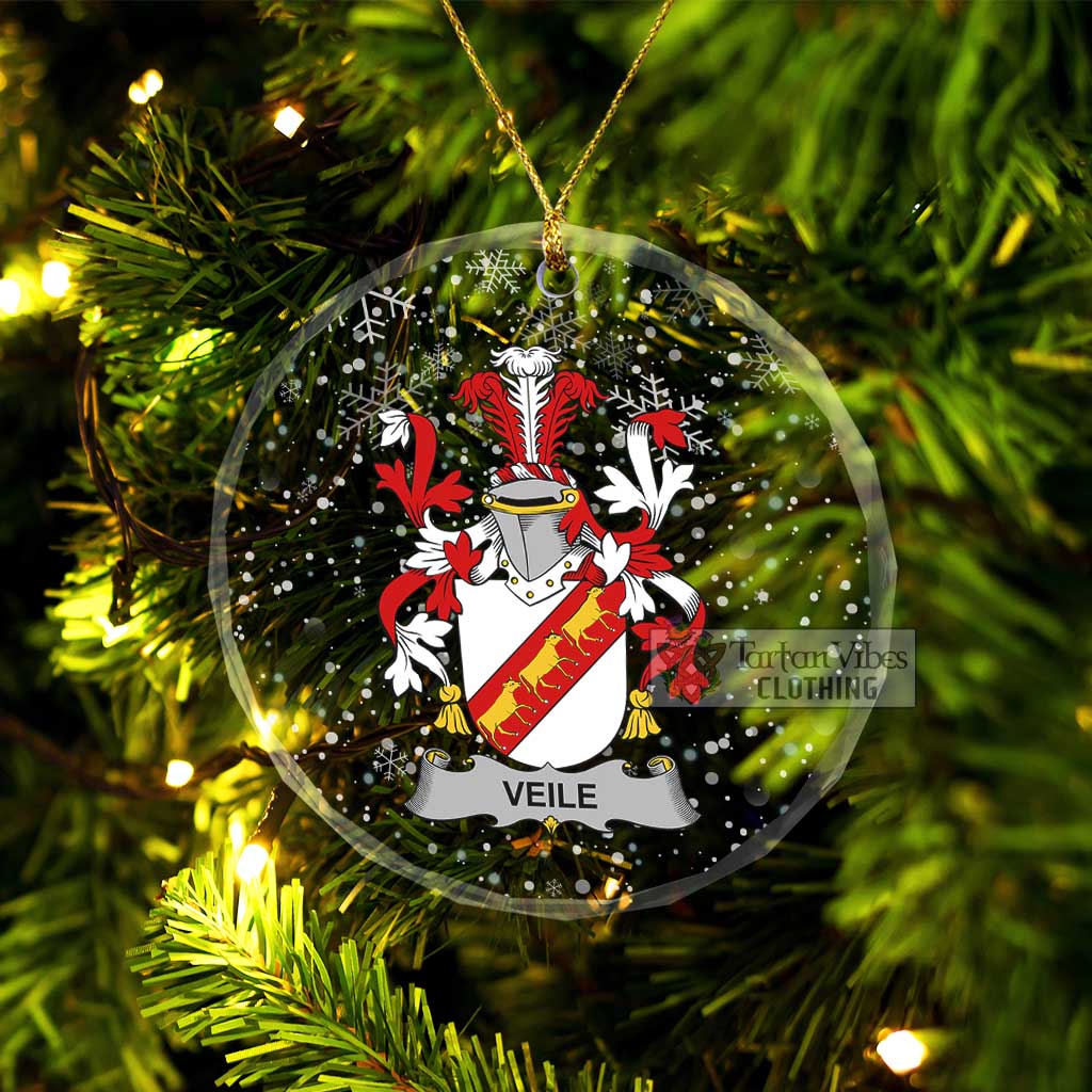 Tartan Vibes Clothing Veile or Veale Irish Clan Christmas Glass Ornament with Coat of Arms