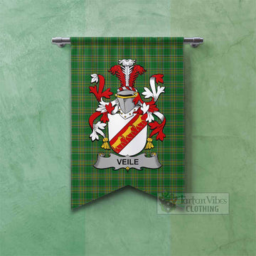 Veile or Veale Irish Clan Tartan Gonfalon, Tartan Banner with Coat of Arms