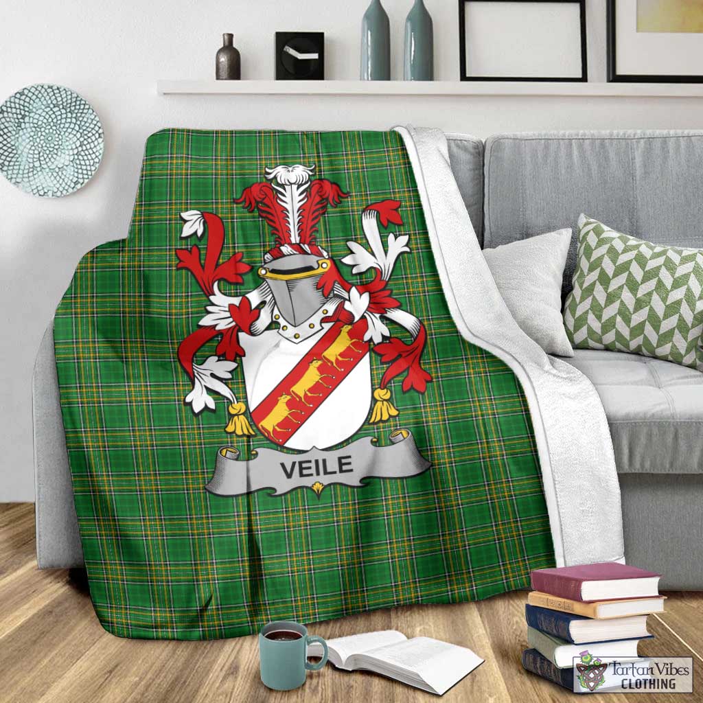 Tartan Vibes Clothing Veile or Veale Irish Clan Tartan Blanket with Coat of Arms