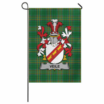 Veile or Veale Irish Clan Tartan Garden Flag with Coat of Arms
