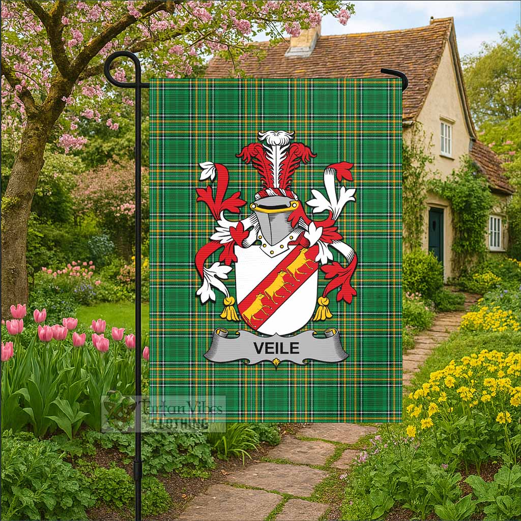 Veile or Veale Irish Clan Tartan Flag with Coat of Arms