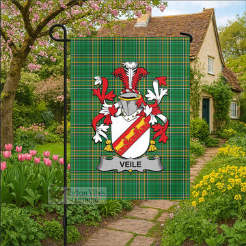 Veile or Veale Irish Clan Tartan Garden Flag with Coat of Arms