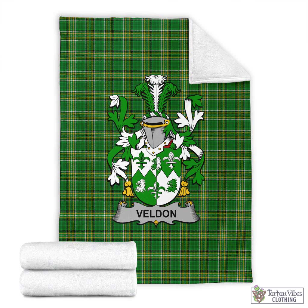 Veldon Irish Clan Tartan Blanket with Coat of Arms X-Large 59 x 79 inches 150 x 200 cm - Tartan Vibes Clothing