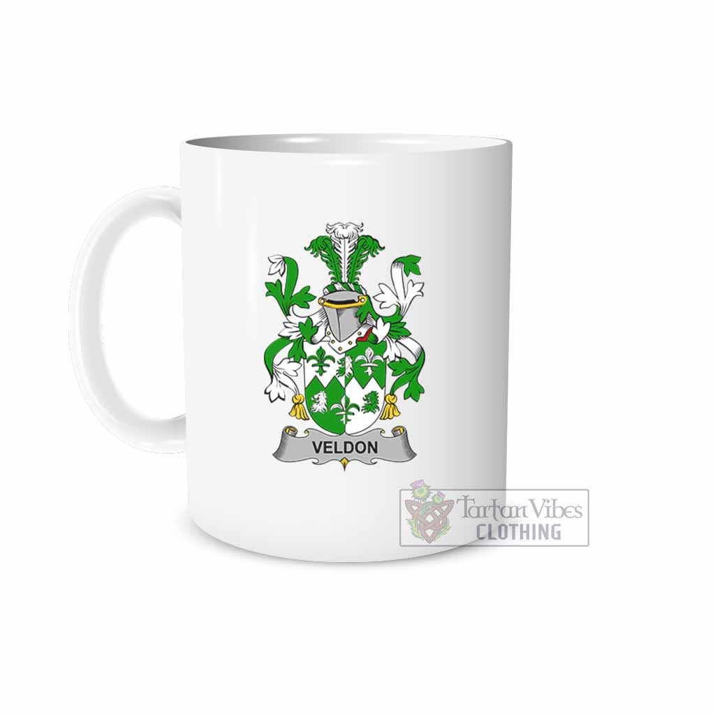 Tartan Vibes Clothing Veldon Irish Clan Coat of Arms Ceramic Mug