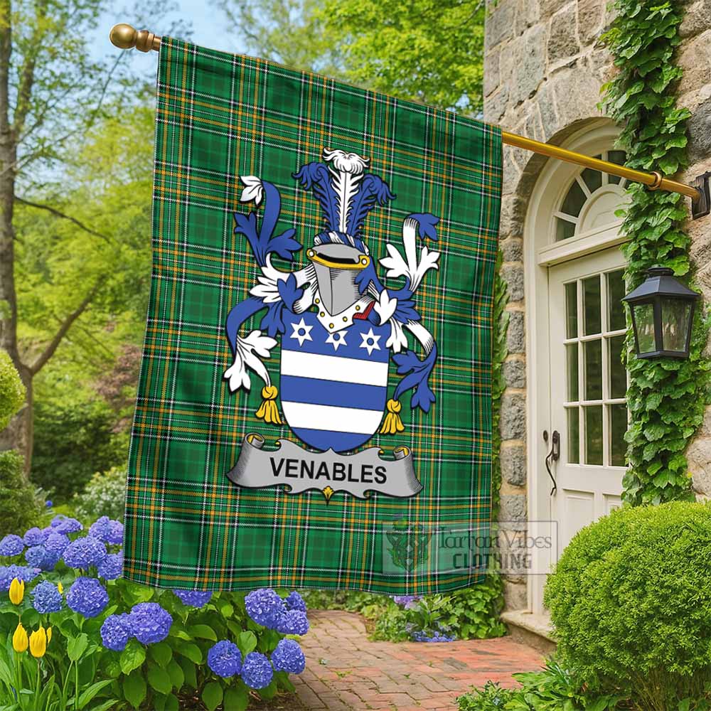 Venables Irish Clan Tartan Flag with Coat of Arms