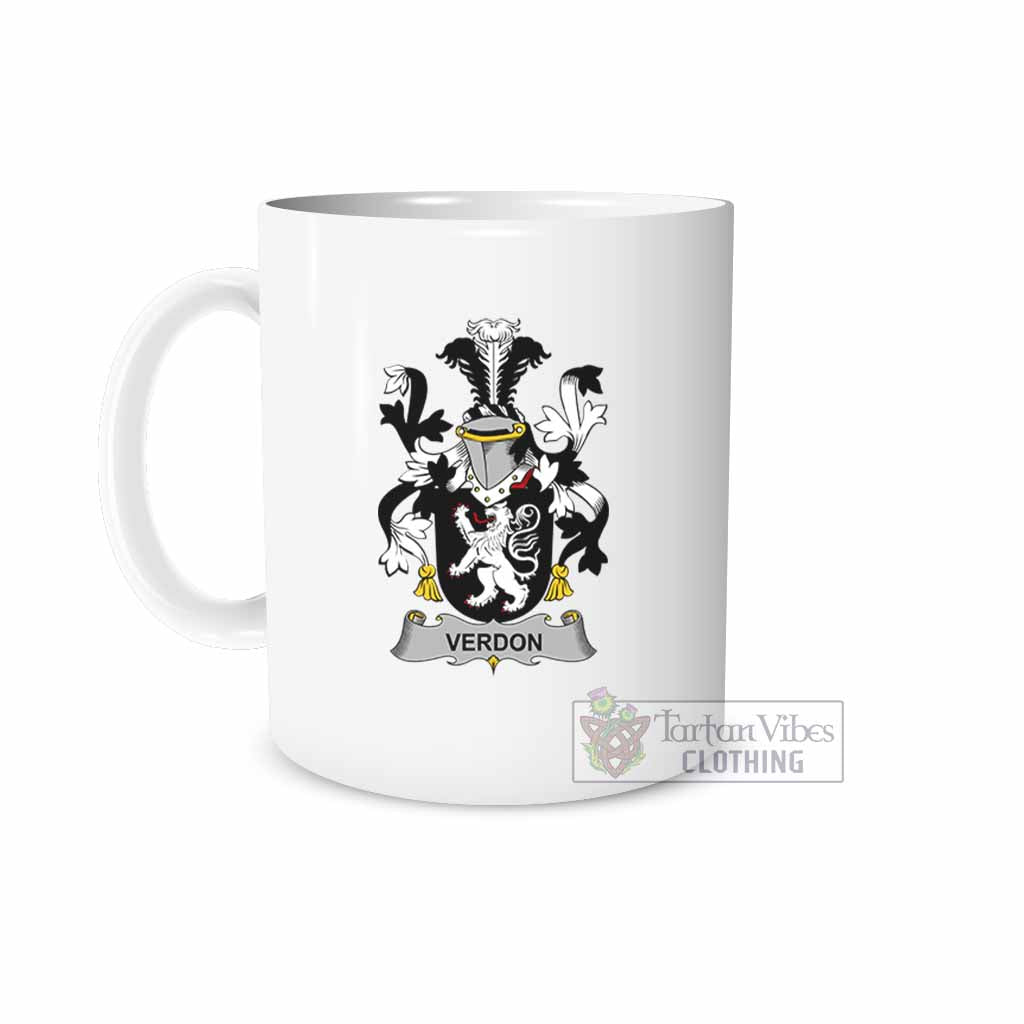 Verdon Irish Clan Coat of Arms Ceramic Mug White - 2D-tartanvibesclothing