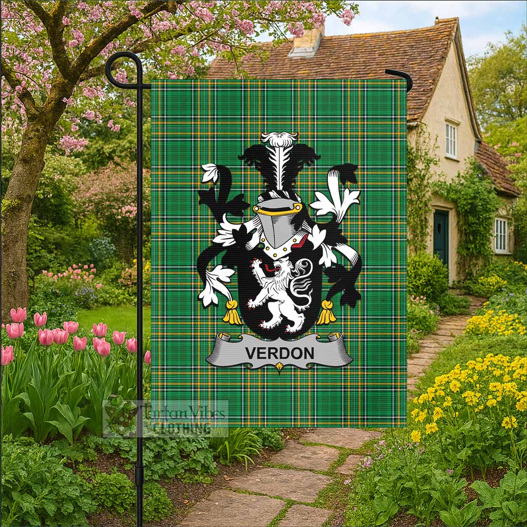 Verdon Irish Clan Tartan Flag with Coat of Arms