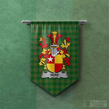 Tartan Vibes Clothing Vere Irish Clan Tartan Gonfalon, Tartan Banner with Coat of Arms