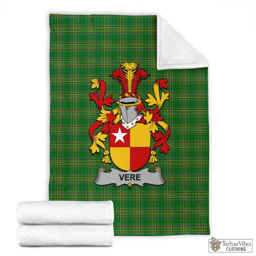 Vere Irish Clan Tartan Blanket with Coat of Arms X-Large 59 x 79 inches 150 x 200 cm - Tartan Vibes Clothing