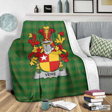 Vere Irish Clan Tartan Blanket with Coat of Arms - Tartan Vibes Clothing