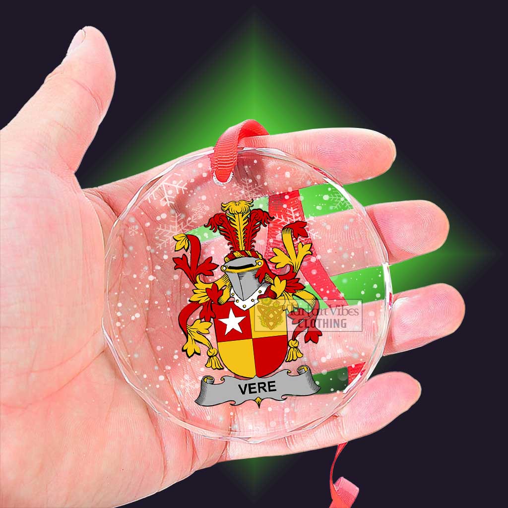 Tartan Vibes Clothing Vere Irish Clan Christmas Glass Ornament with Coat of Arms