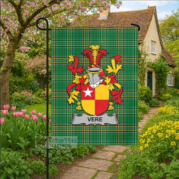 Vere Irish Clan Tartan Flag with Coat of Arms