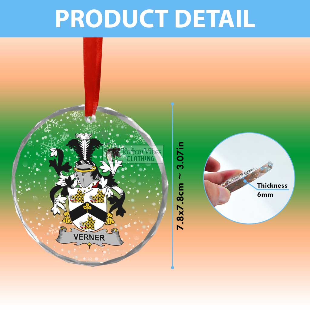 Verner Irish Clan Christmas Glass Ornament with Coat of Arms - 2D-tartanvibesclothing