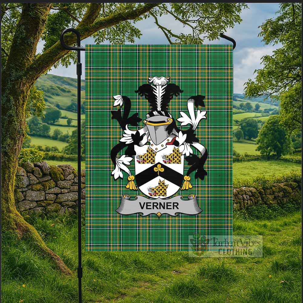 Verner Irish Clan Tartan Flag with Coat of Arms