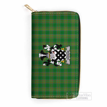 Tartan Vibes Clothing Vernon Irish Clan Tartan Women's Leather Wallet with Coat of Arms