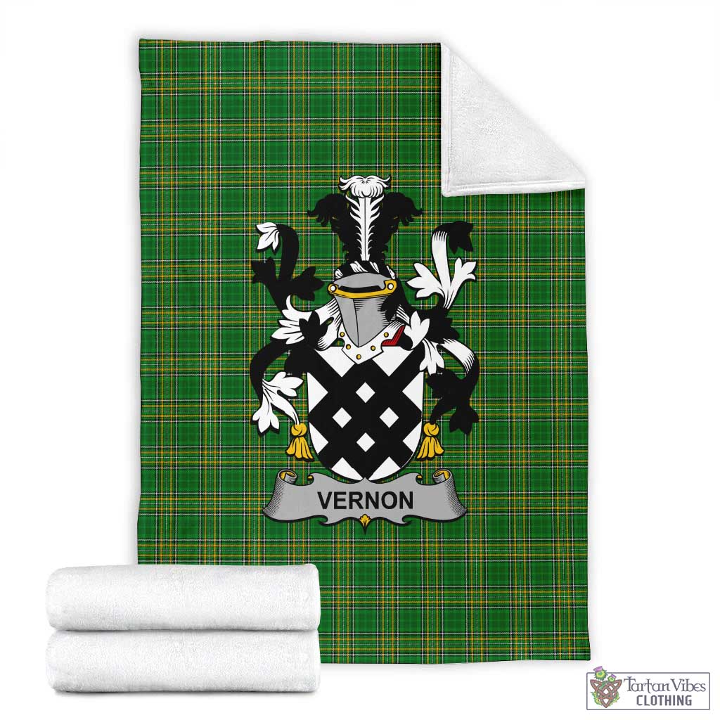 Vernon Irish Clan Tartan Blanket with Coat of Arms X-Large 59 x 79 inches 150 x 200 cm - Tartan Vibes Clothing