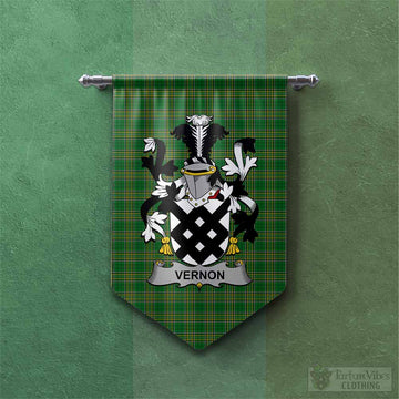 Tartan Vibes Clothing Vernon Irish Clan Tartan Gonfalon, Tartan Banner with Coat of Arms