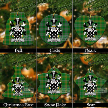 Vernon Irish Clan Tartan Christmas Ceramic Ornament with Coat of Arms Ceramic - Tartan Vibes Clothing