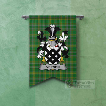 Tartan Vibes Clothing Vernon Irish Clan Tartan Gonfalon, Tartan Banner with Coat of Arms
