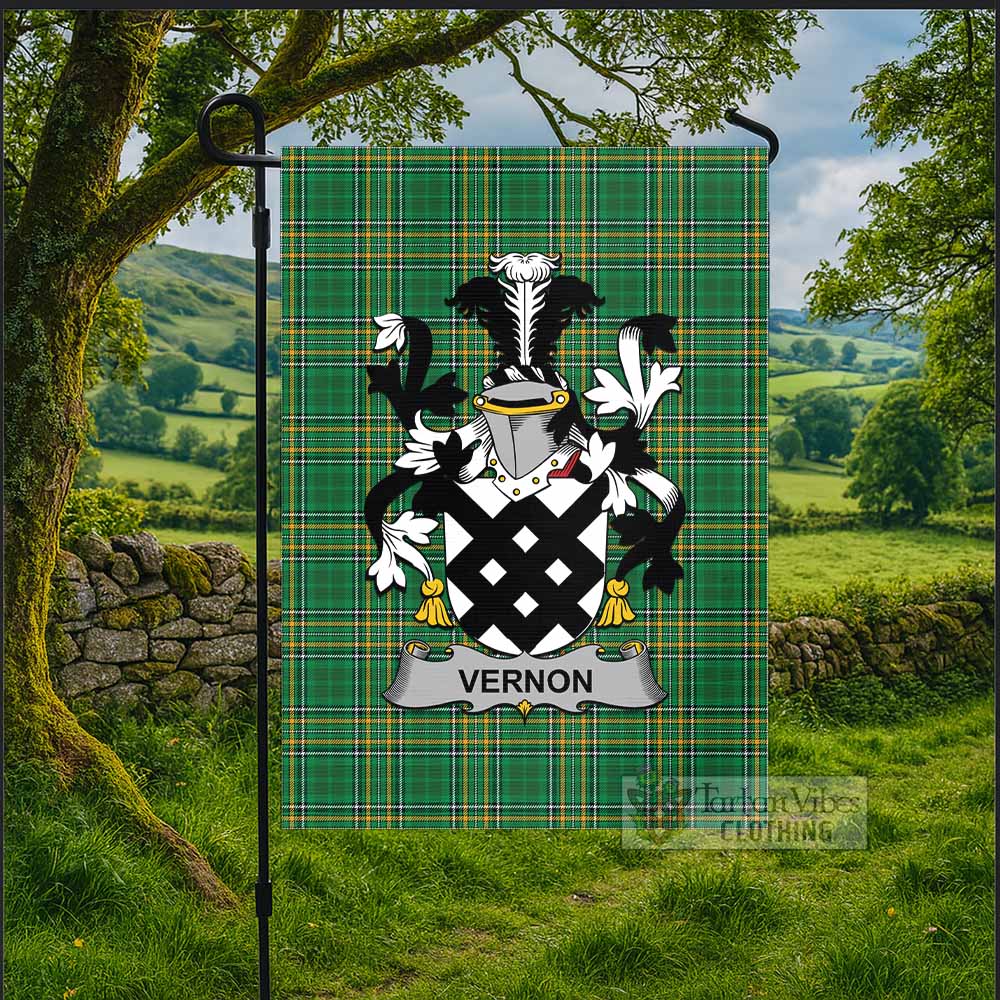 Vernon Irish Clan Tartan Flag with Coat of Arms