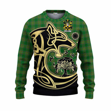 Vesey Irish Tartan Knitted Sweater with Coat of Arms Celtic Wolf Style Unisex - Tartan Vibes Clothing