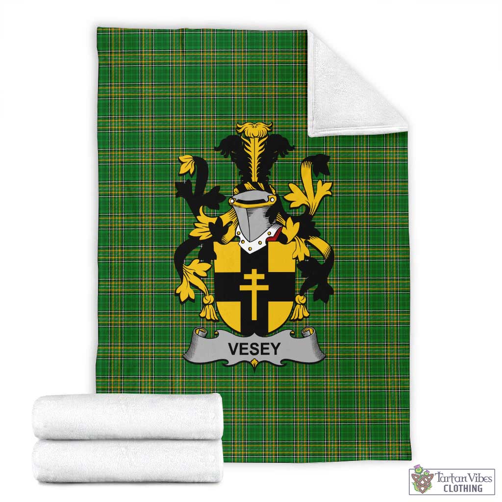 Vesey Irish Clan Tartan Blanket with Coat of Arms X-Large 59 x 79 inches 150 x 200 cm - Tartan Vibes Clothing