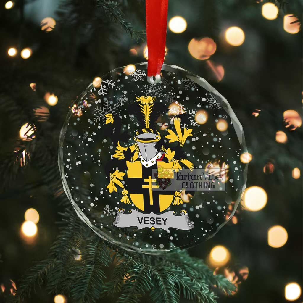 Vesey Irish Clan Christmas Glass Ornament with Coat of Arms - 2D-tartanvibesclothing