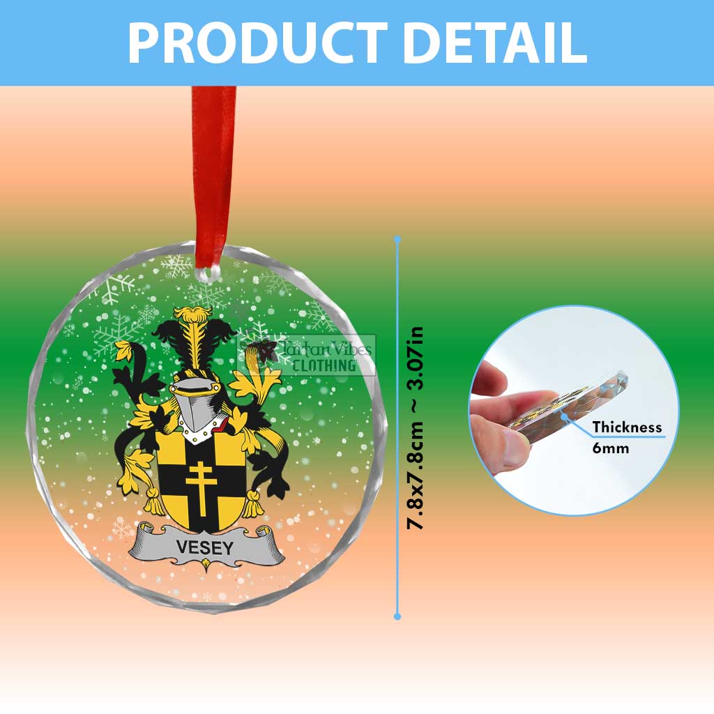 Vesey Irish Clan Christmas Glass Ornament with Coat of Arms - 2D-tartanvibesclothing