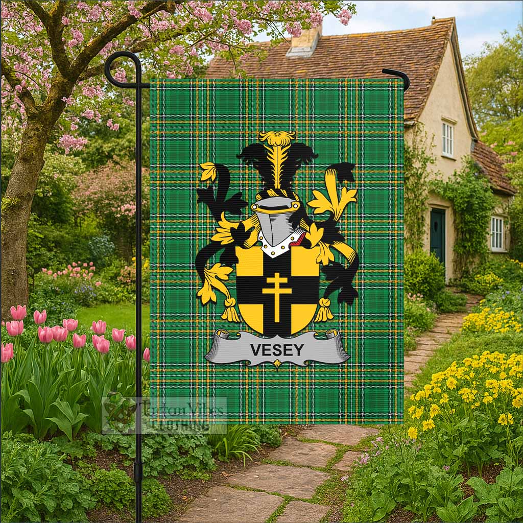 Vesey Irish Clan Tartan Flag with Coat of Arms