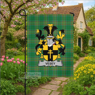 Vesey Irish Clan Tartan Flag with Coat of Arms