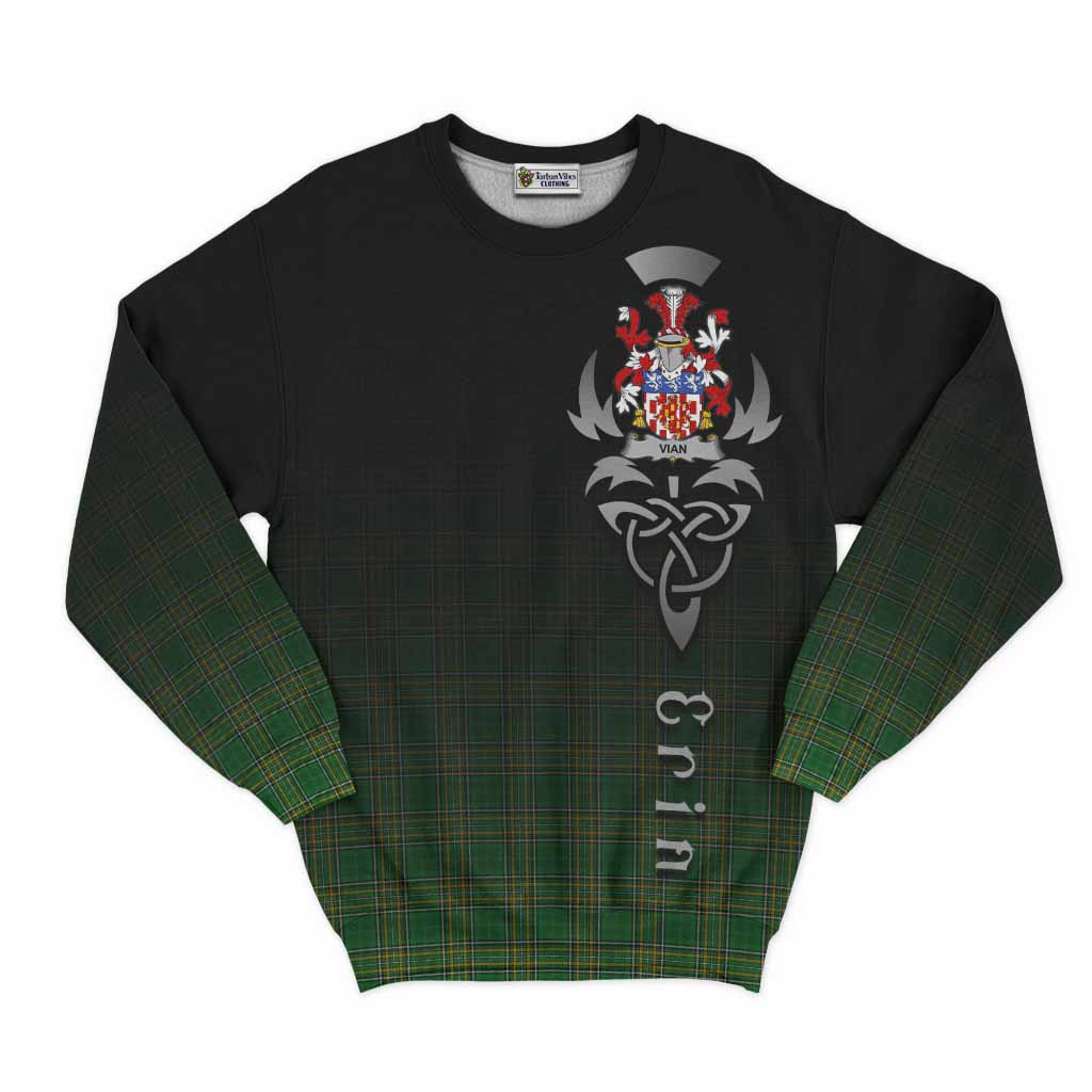 Tartan Vibes Clothing Vian Irish Clan Sweatshirt with Coat of Arms Erin Go Bragh Celtic Inspired