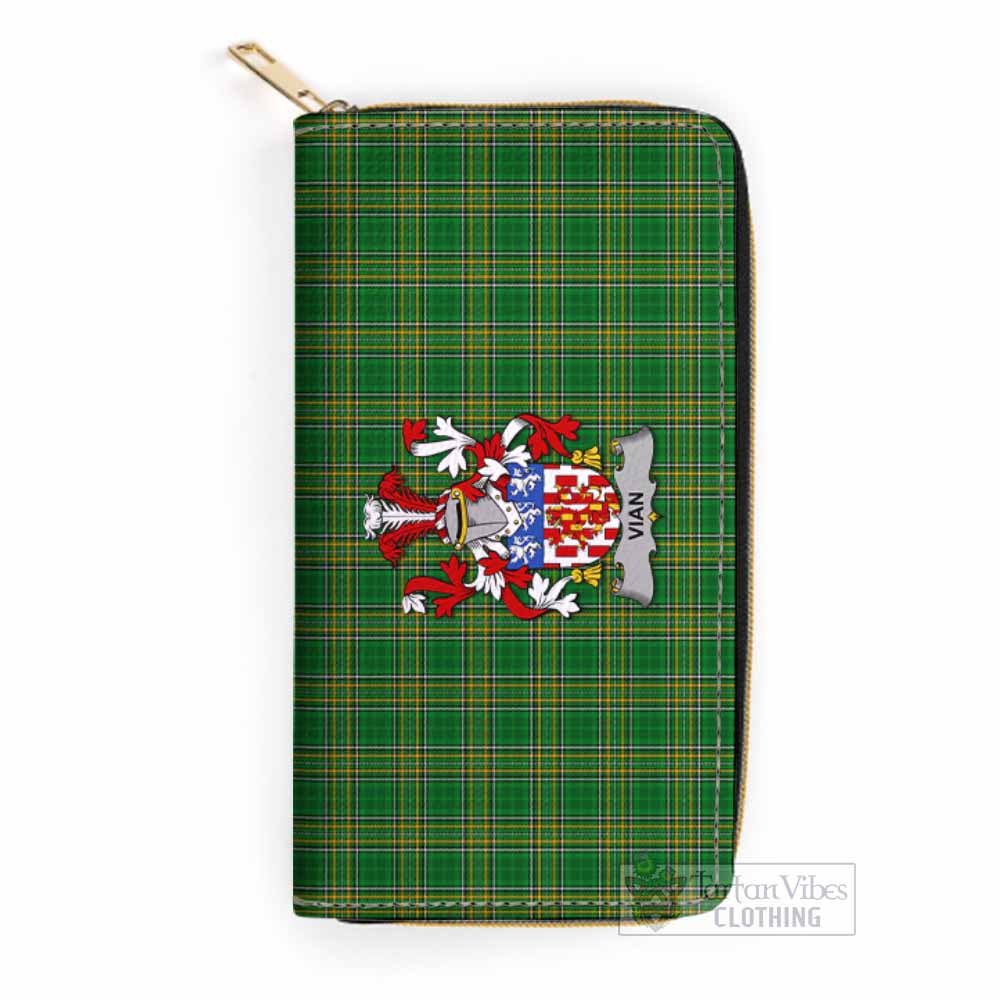 Tartan Vibes Clothing Vian Irish Clan Tartan Women's Leather Wallet with Coat of Arms