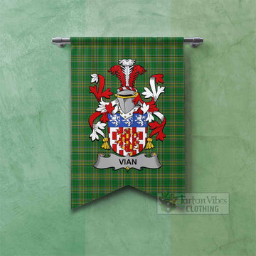 Vian Irish Clan Tartan Gonfalon, Tartan Banner with Coat of Arms