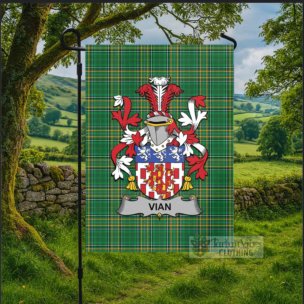 Vian Irish Clan Tartan Flag with Coat of Arms