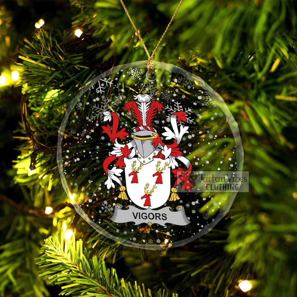 Vigors Irish Clan Christmas Glass Ornament with Coat of Arms Transparent Glass Circle - 2D-tartanvibesclothing
