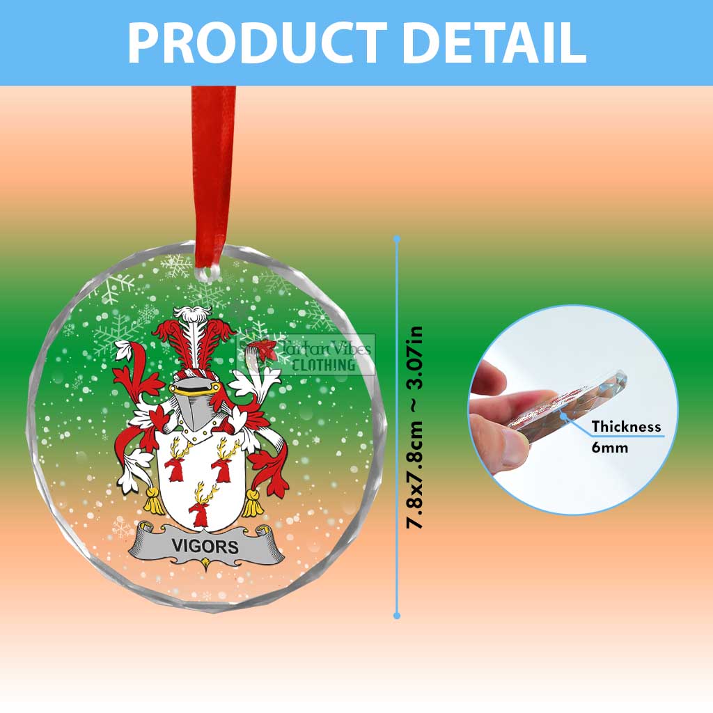 Vigors Irish Clan Christmas Glass Ornament with Coat of Arms - 2D-tartanvibesclothing
