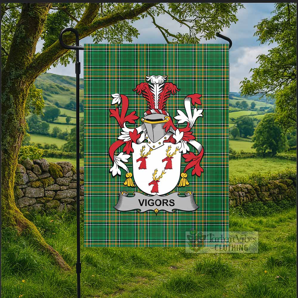Vigors Irish Clan Tartan Flag with Coat of Arms
